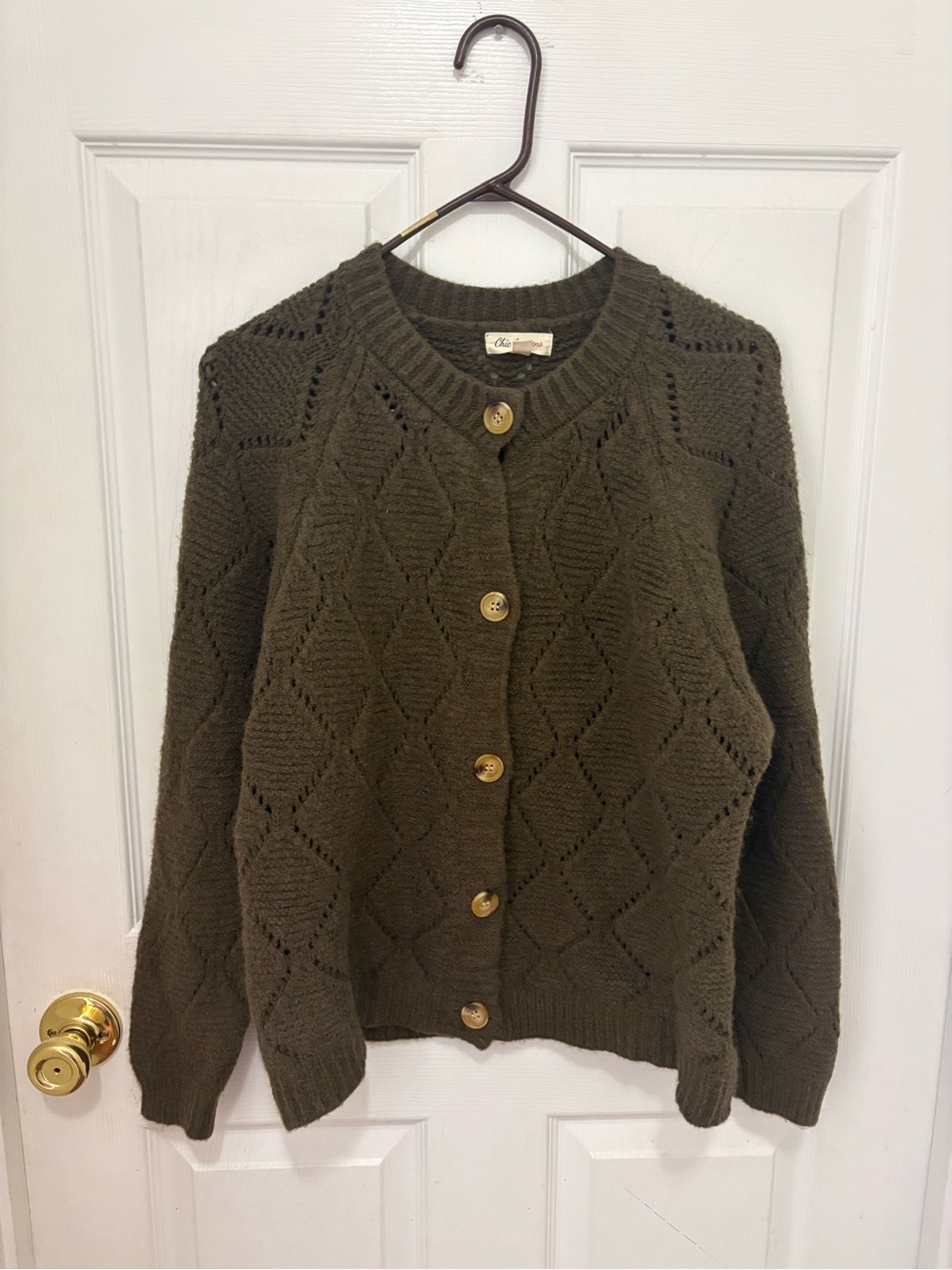 Chic Happens Diamond Cable Cashmere Cardigan in Brown
